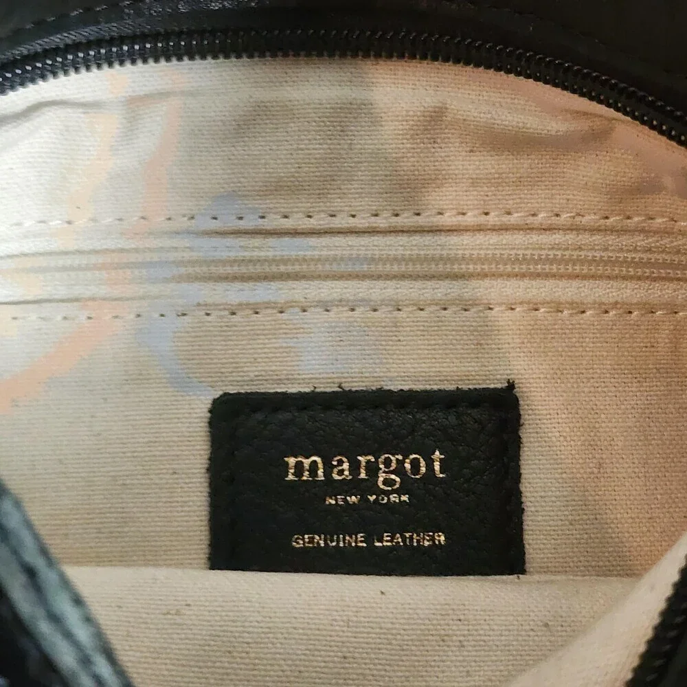 Margot New York Crossbody Bag Womens Small Black Leather Tassel Purse Zip